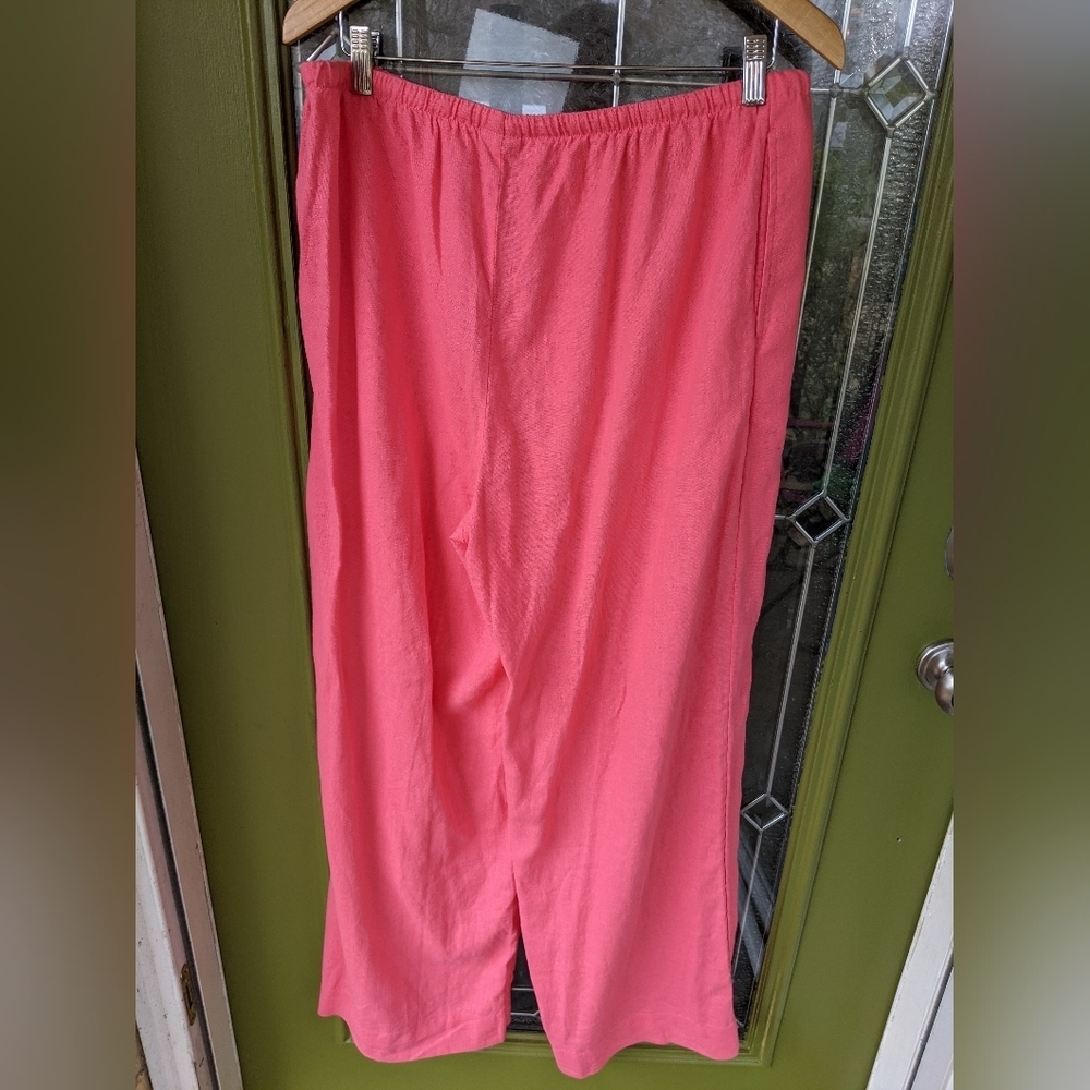 A New Day Linen Short Sleeve Button-Down Boxy Camp Shirt Women's Large Pink - Picture 9 of 11